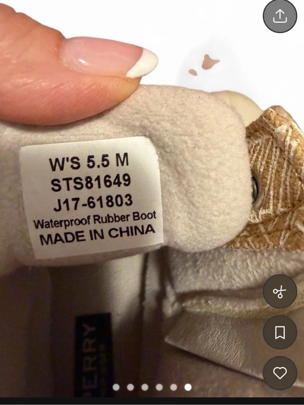 Sperry Tan and Cream Patterned Duck Boots